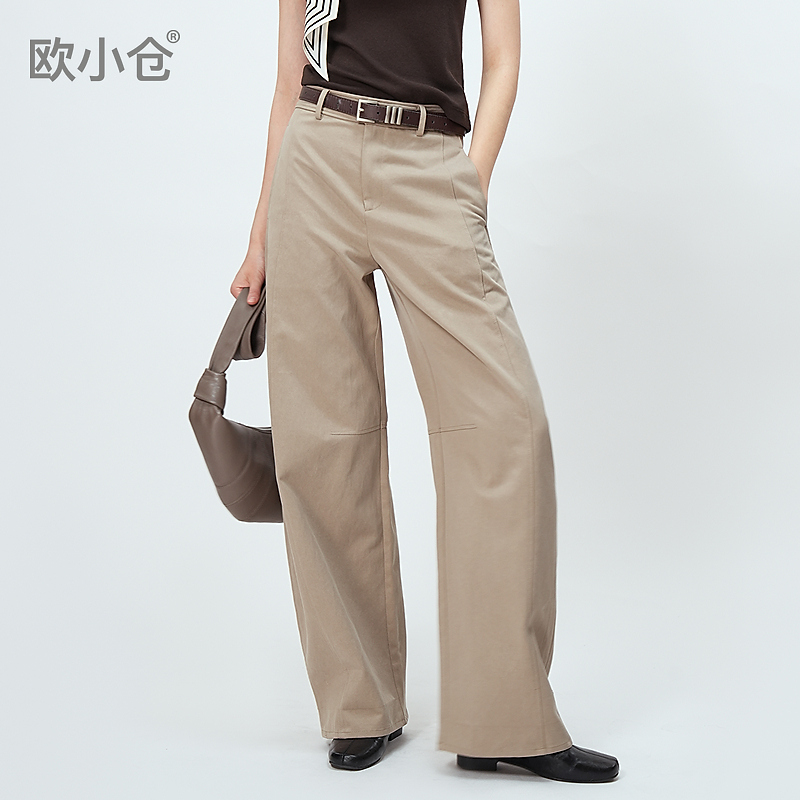 欧小仓可颂系列立体解构弯刀阔腿裤 松弛感新疆长绒棉香蕉裤 1756