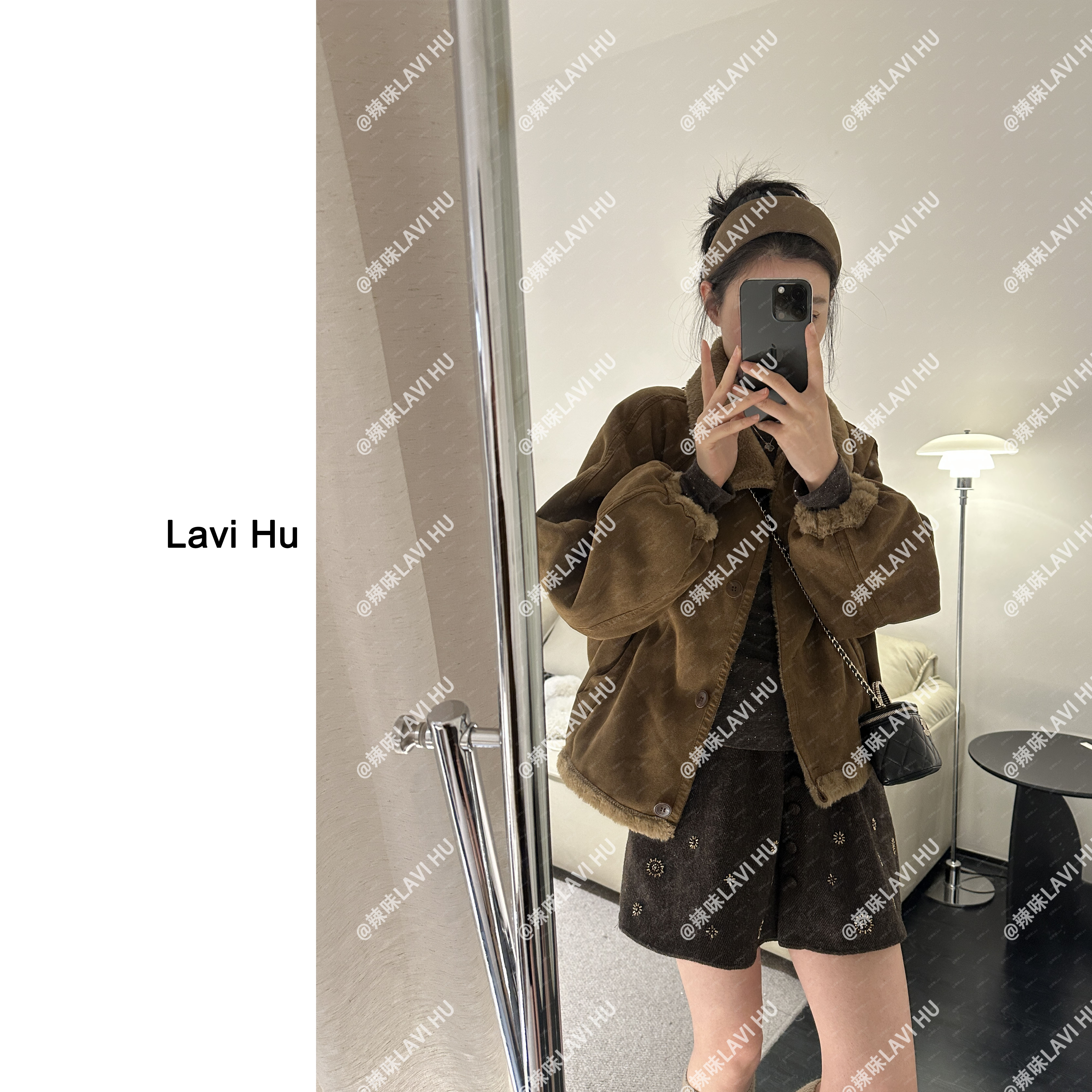 LAVI HU【焦糖旋律】宽松保暖翻领韩系百搭外套8918