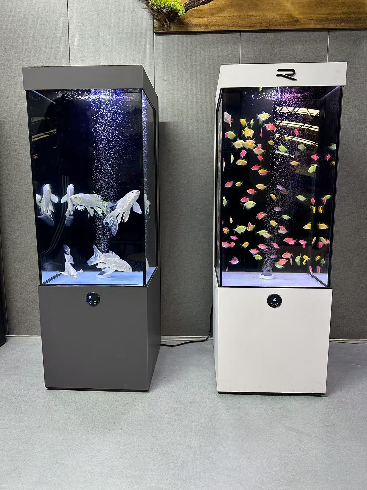 客厅时尚落地款超白玻璃底部过滤干湿分离静音智能生态自循环鱼缸