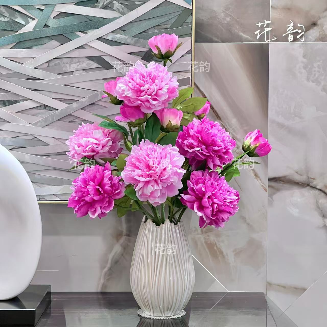 玉楼春牡丹花新款大花18厘米仿真花客厅花艺装饰床头柜高级摆件