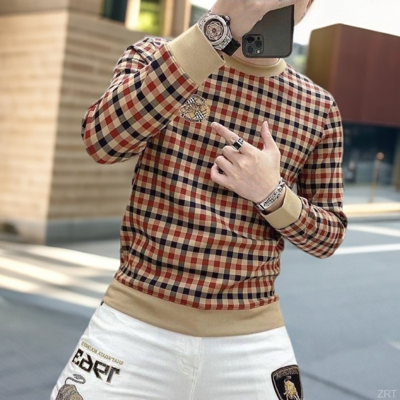 NYING欧洲站秋冬高档卫衣男士T恤长袖加绒刺绣上衣套头打底衫