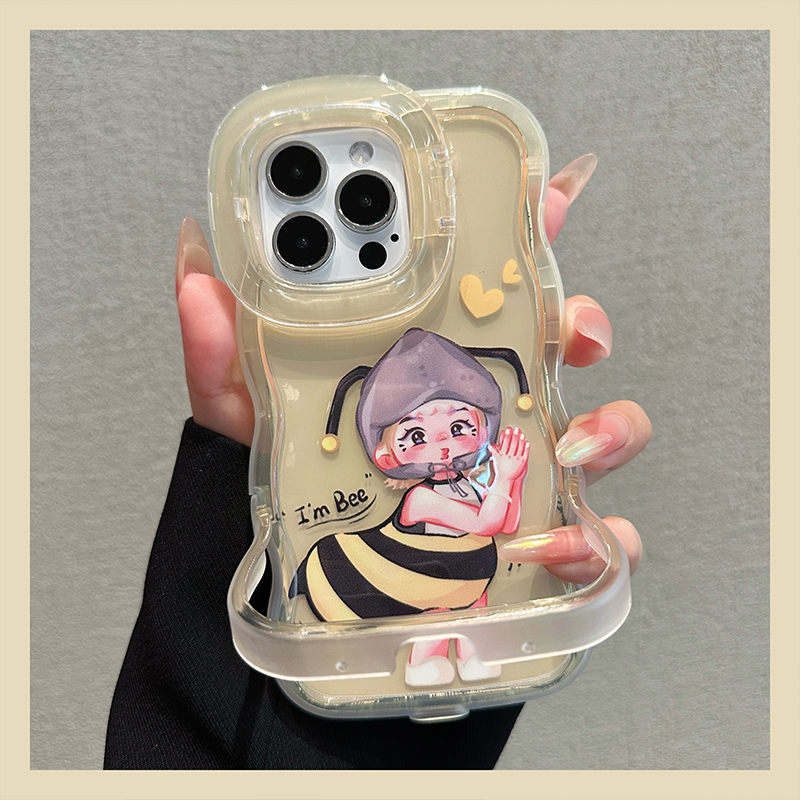 蜜蜂女孩适用苹果16华为oppo/vivo小米双支架手机壳可爱卡通新款
