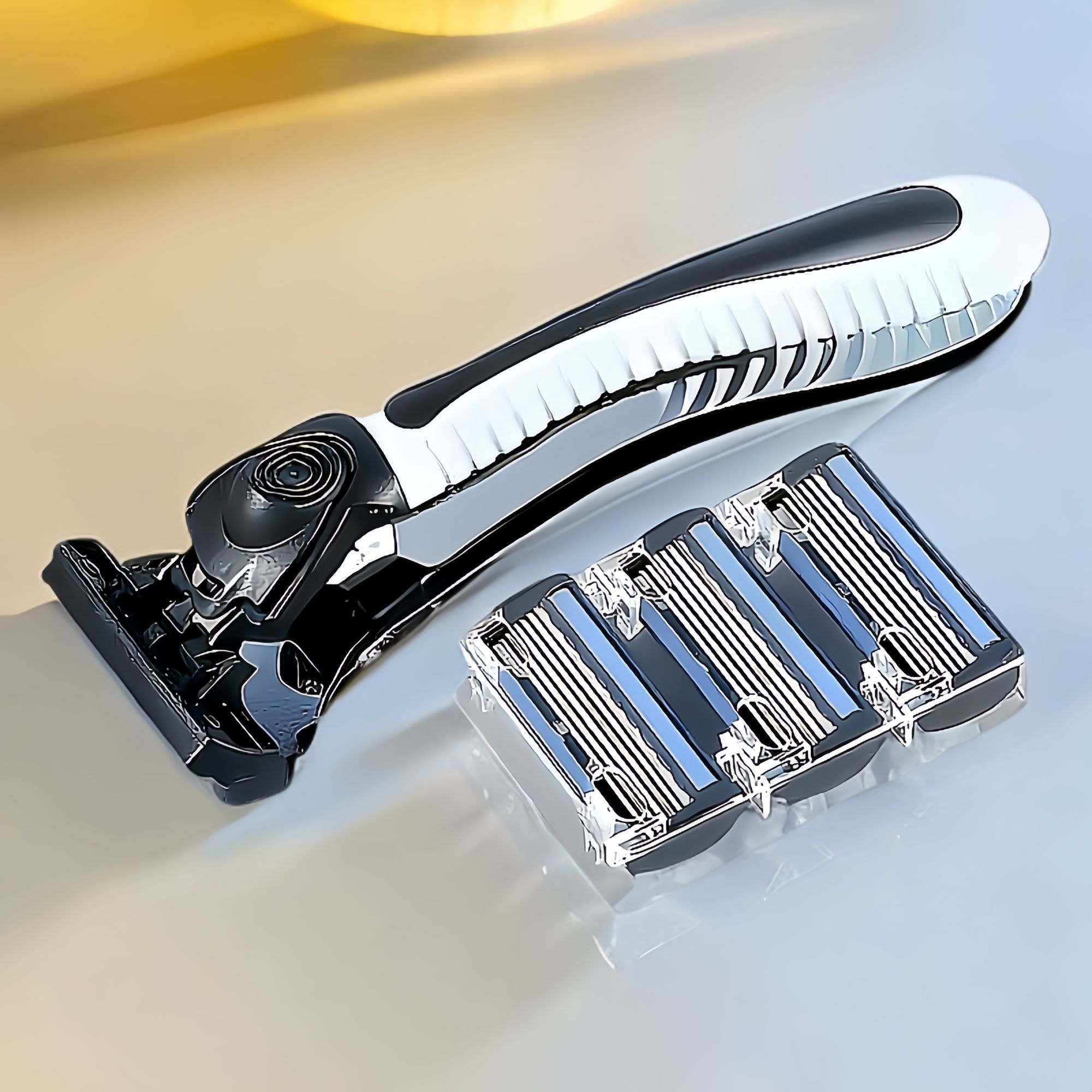 吉利克手动6层刀片男士剃须刀刮胡刀进口六层刀头剃须刀片胡子刀