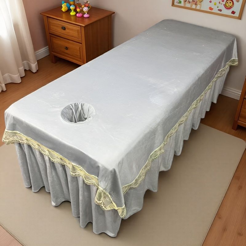 水晶绒美容院专用床单理疗推拿按摩养生足疗美容床单带洞纯色保暖