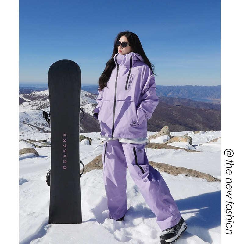 单板滑雪服套装男女同款宽松大码冬季加绒保暖外套防风防水冲锋裤