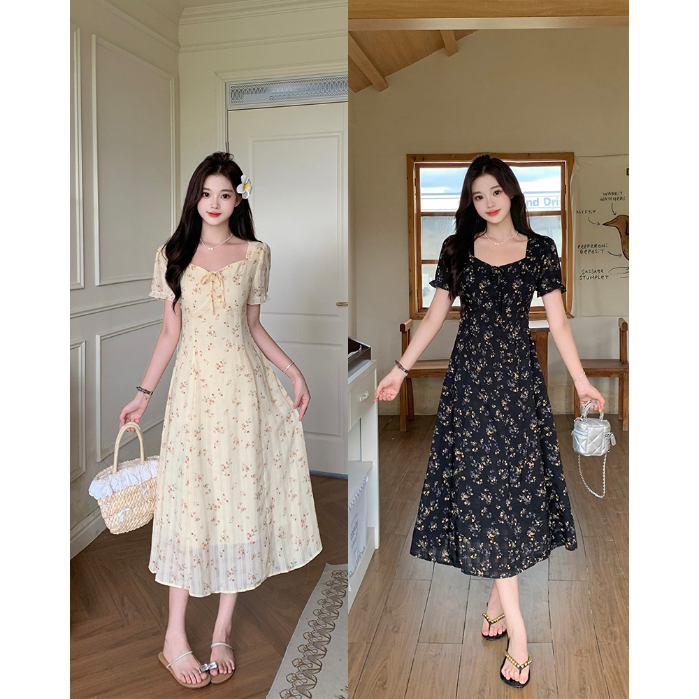 大码2025夏季新款收腰显瘦碎花连衣裙微胖mm法式减龄裙子80178