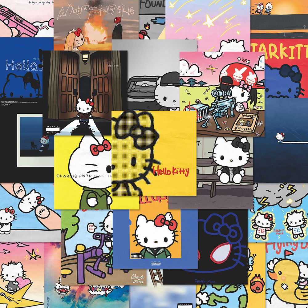 凯蒂猫160张专辑封面贴纸创意ins风手机壳diy水杯装饰贴画