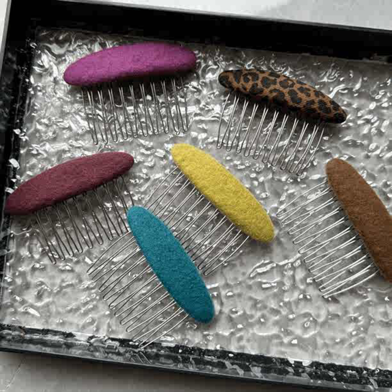 椭圆布艺倒插梳简约碎发整理神器刘海侧边夹公主头发丸子头发夹