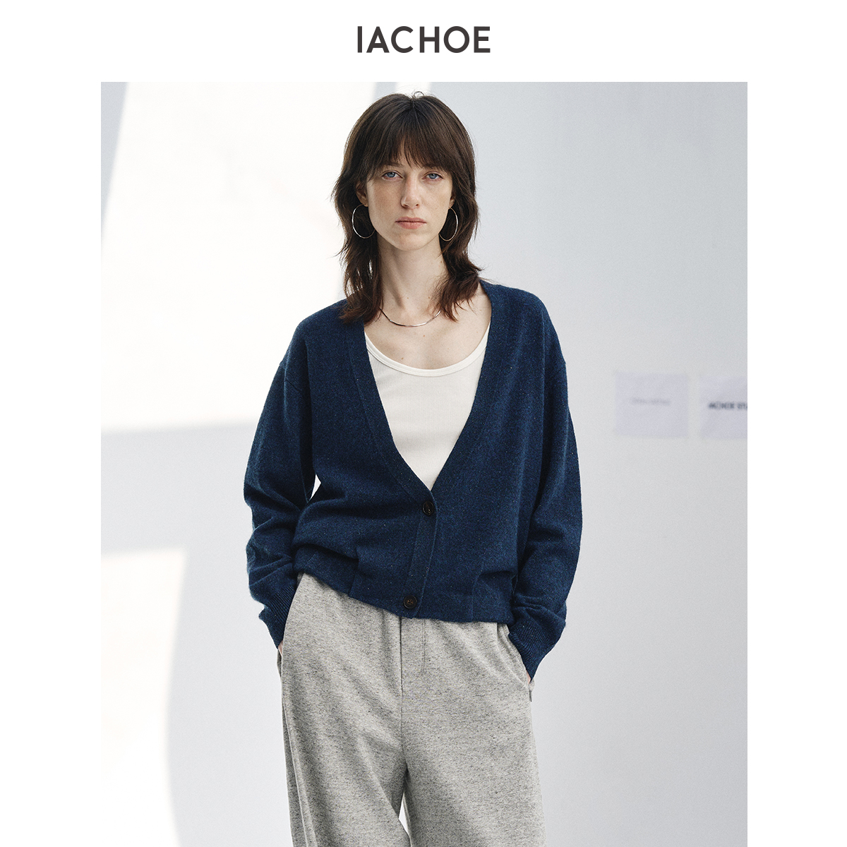 IACHOE丝羊毛彩点纱开衫3661506001