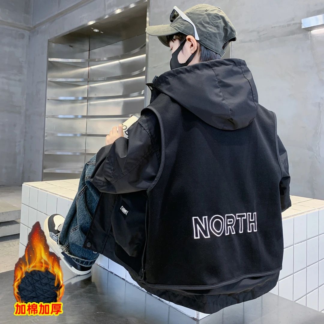 儿童装男童冬装二棉外套2025新款中大童夹棉秋冬款男孩加厚冲锋衣