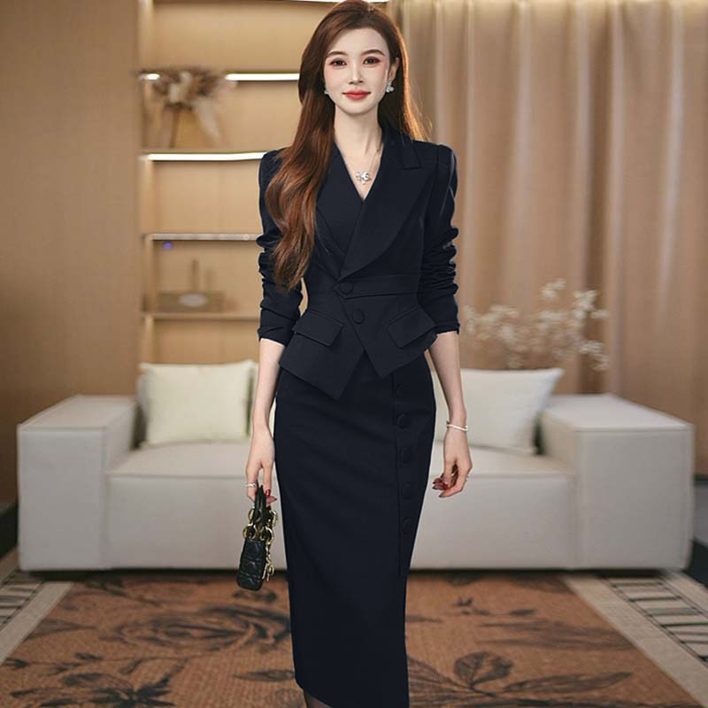 【潘潘】【两件套】V领西装套装女2025新款高级感巨好看套装裙LJ0064