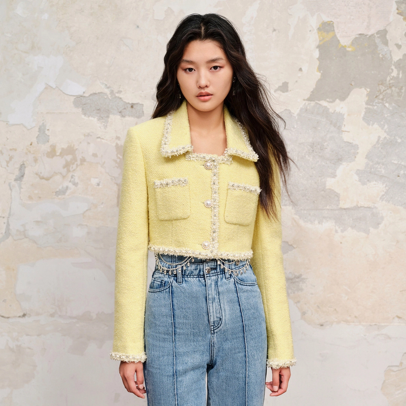 MAXRIENY名媛千金小香风日落黄花纱香风外套