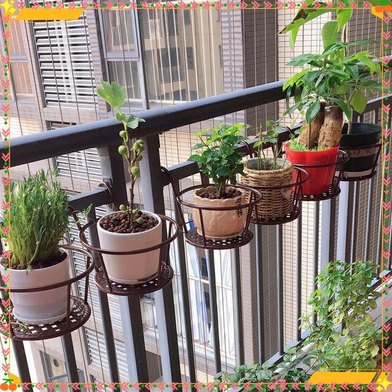 时尚精致盆栽室内吊兰绿萝花盆架阳台多功能栏杆花架挂墙绿植B33