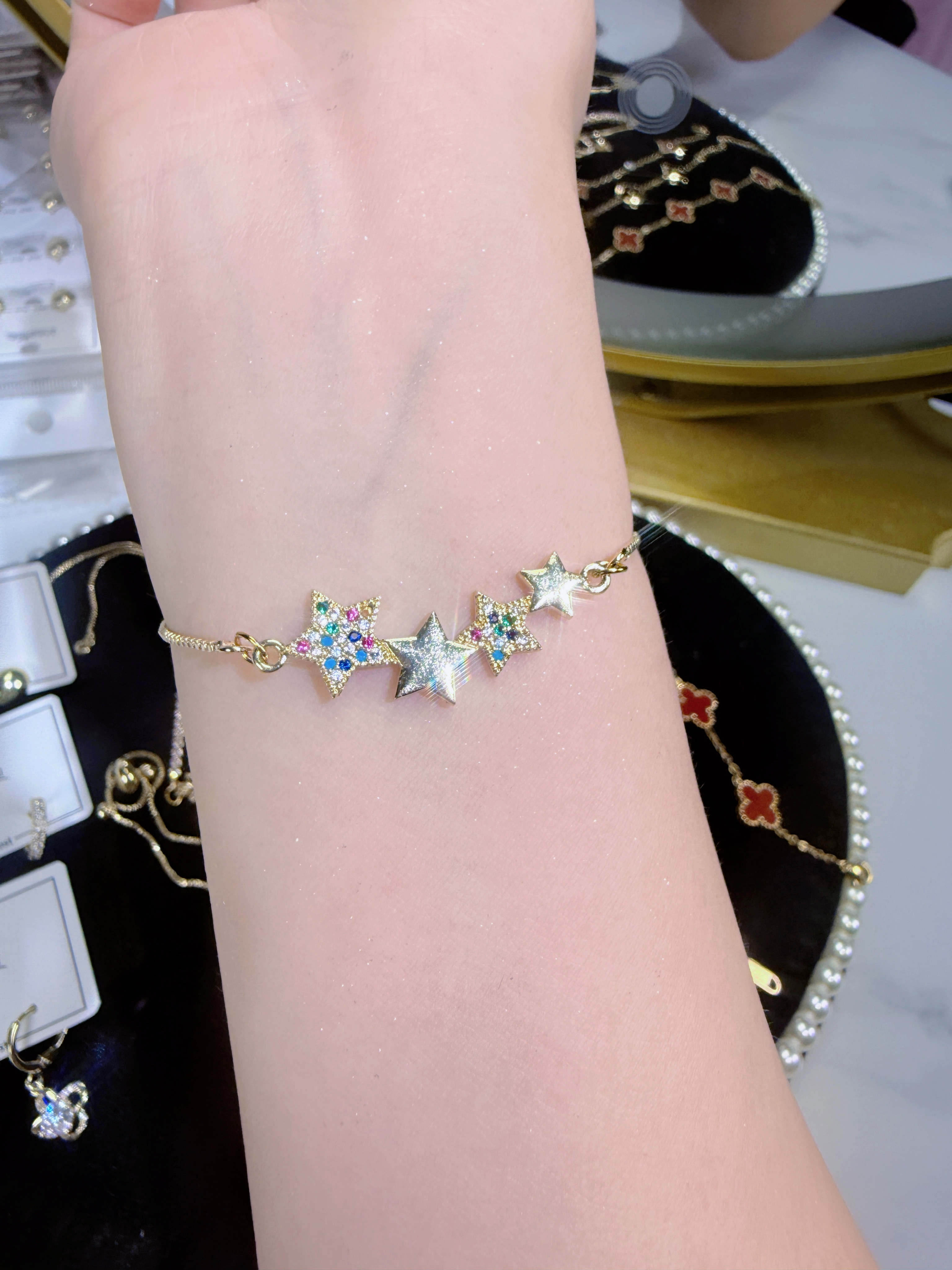 钛钢手链 日韩满钻五角星仙女风女少女风清新百搭气质森系小众