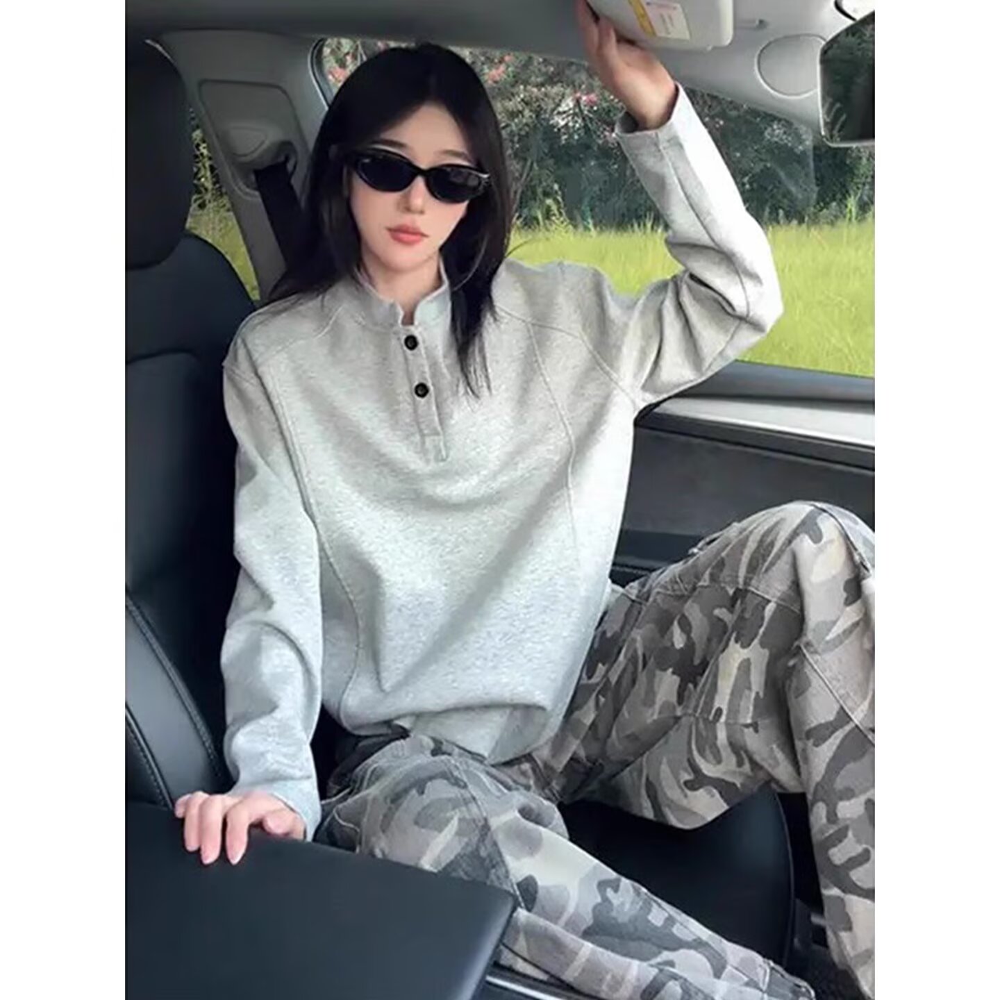 【运费险+8小时现货】美式亨利领长袖T恤男春秋内搭重磅正肩卫衣潮