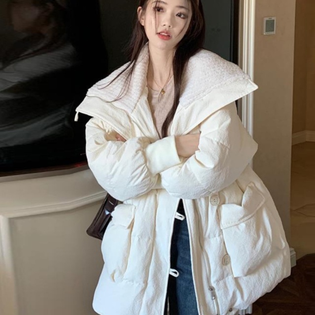 2-300斤胖mm大码女装翻领拼接棉衣棉服冬季新款加厚保暖百搭外套