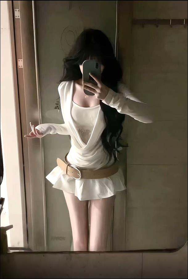 2025秋冬新款性感辣妹荡领蕾丝镂空长袖上衣配高腰半身裙两件套女