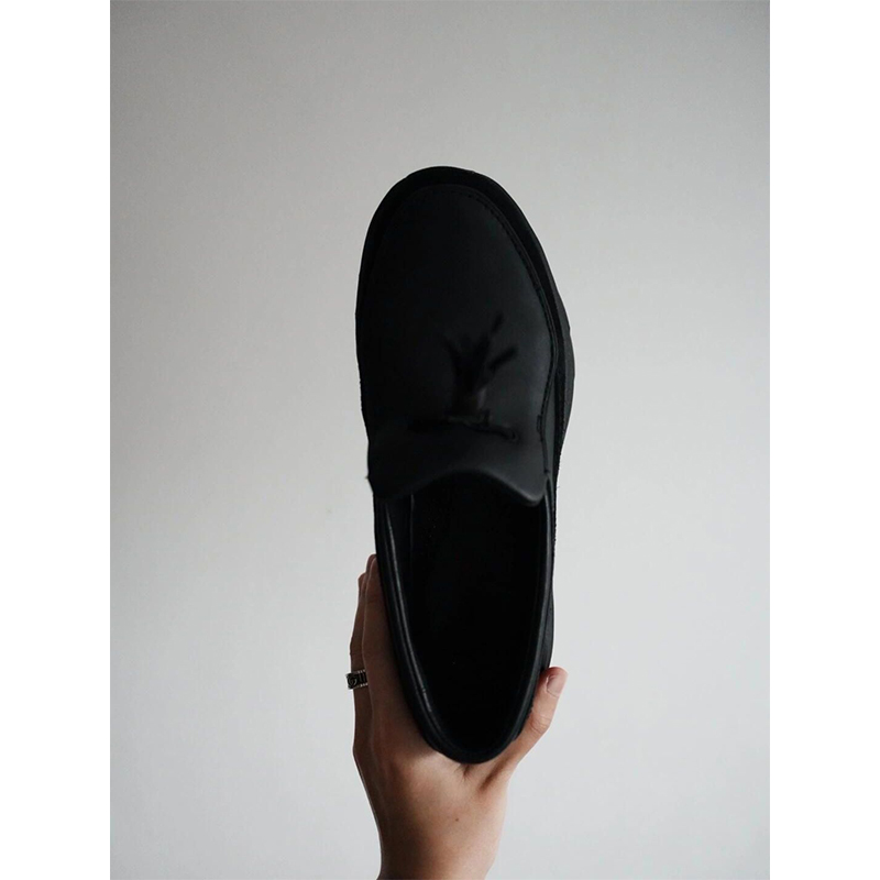 运动增高户外乐福鞋男徒步一脚蹬皮鞋潮款套脚休闲鞋厚底慢跑鞋