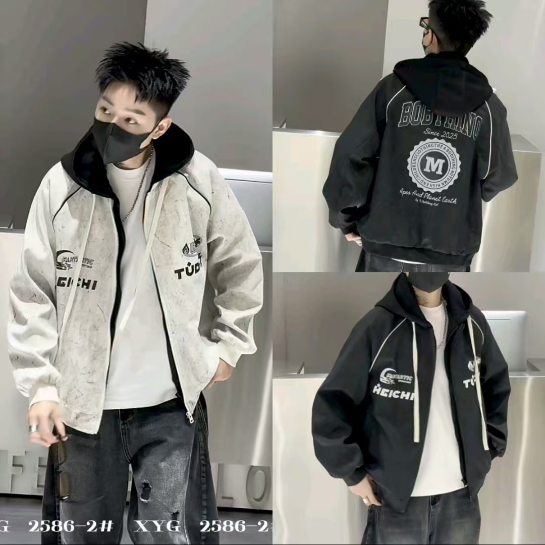 秋款青少年男生假两件休闲夹克外套2586-2
