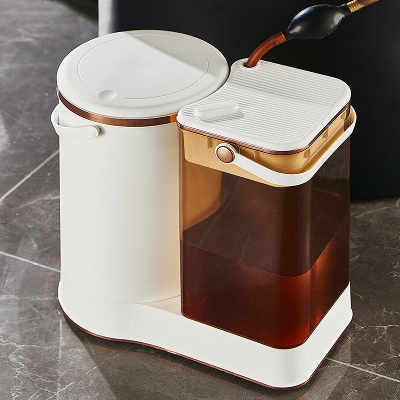 茶水桶家用干湿分离收纳桶带盖密封茶叶过滤废水桶手提茶渣垃圾桶