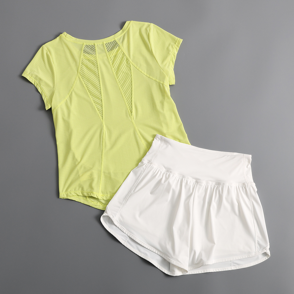 运动套装女宽松休闲晨跑步速干短袖罩衫透气普拉提瑜伽上衣健身服