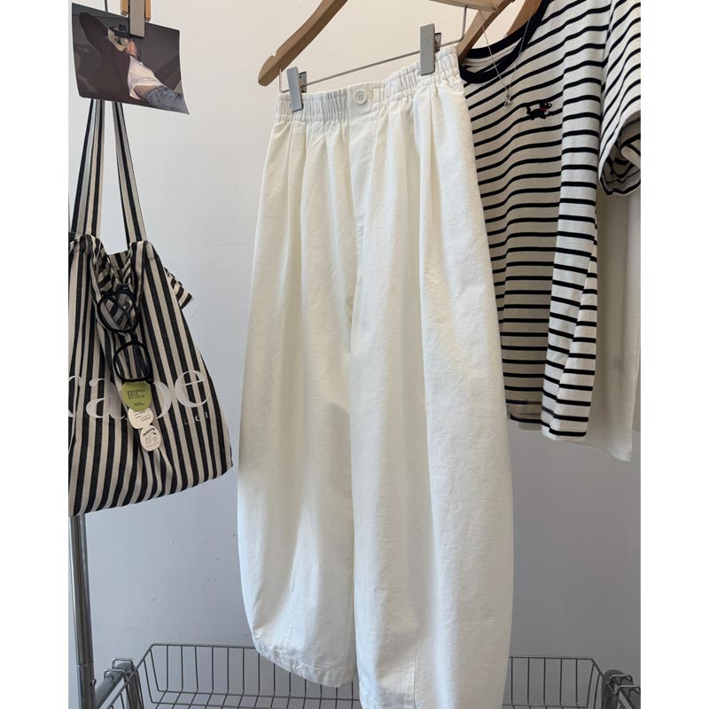 2025夏季爆款设计感宽松廓形松紧腰弯刀休闲裤尚百搭空气感气球裤