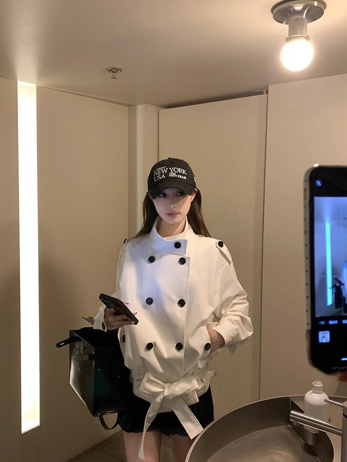 衰败城市白色立领风衣女2025秋季新款设计感短款低腰廓形气质外套