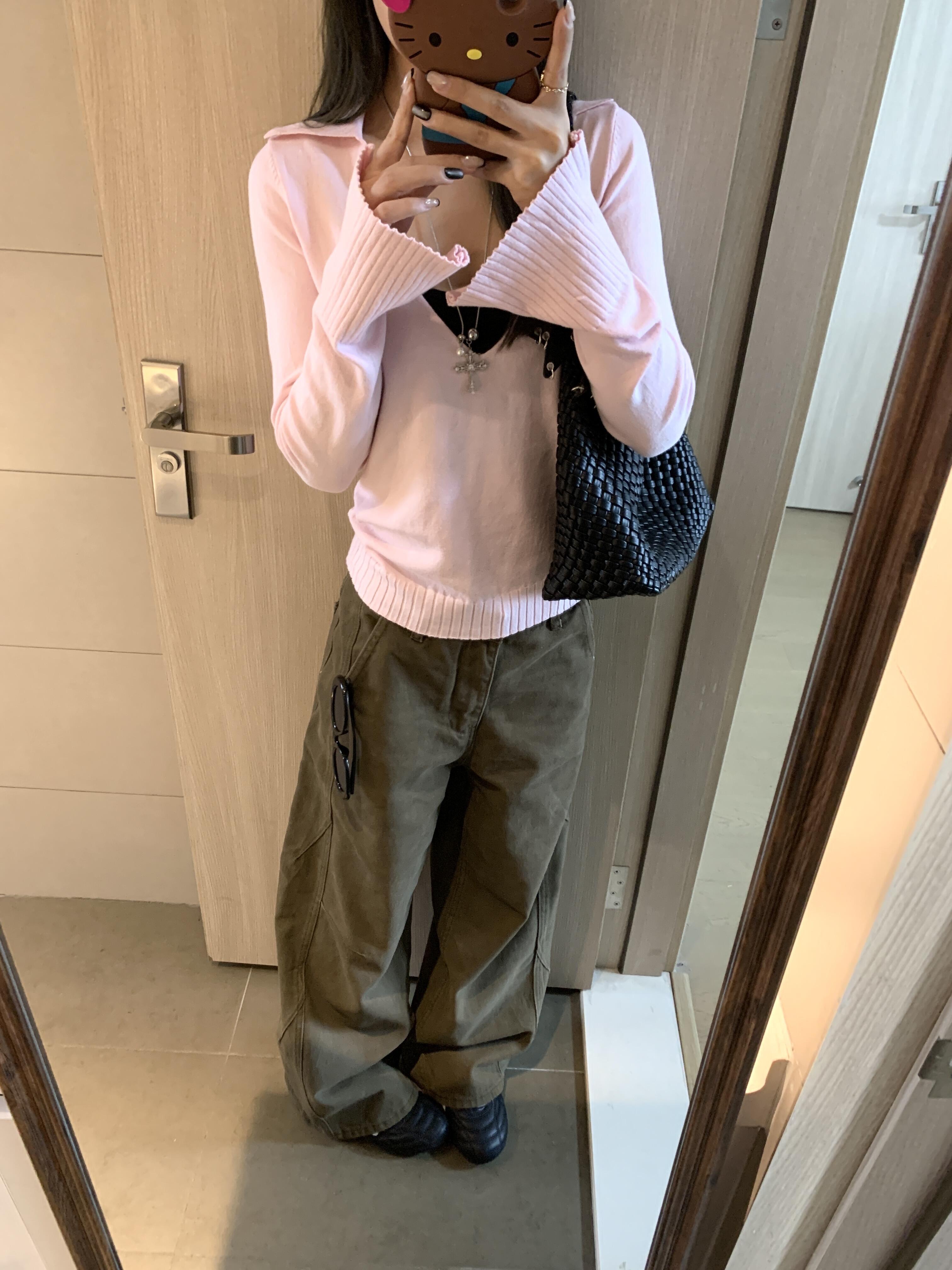 2025秋季新款韩版显瘦修身长袖针织衫上衣女搭配休闲阔腿裤两件套