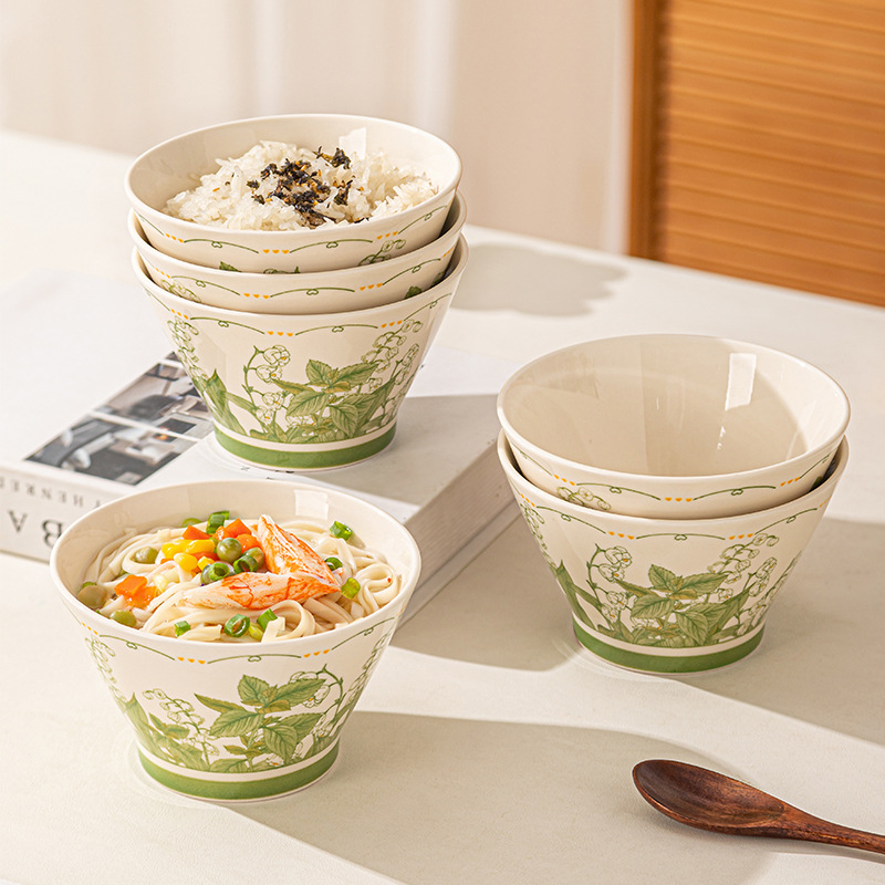 小清新家用饭碗汤碗面碗陶瓷餐具套装碗碟盘套装家用釉下彩陶瓷碗