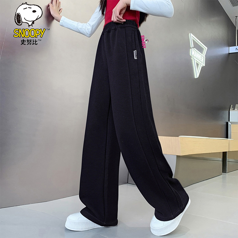史努比女童卫裤秋冬季新款中大童洋气直筒显瘦运动休闲裤大童初中
