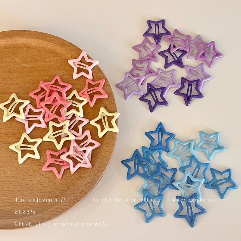 y2k多巴胺彩色五角星星小发夹子女头饰可爱刘海侧边碎发卡子d2