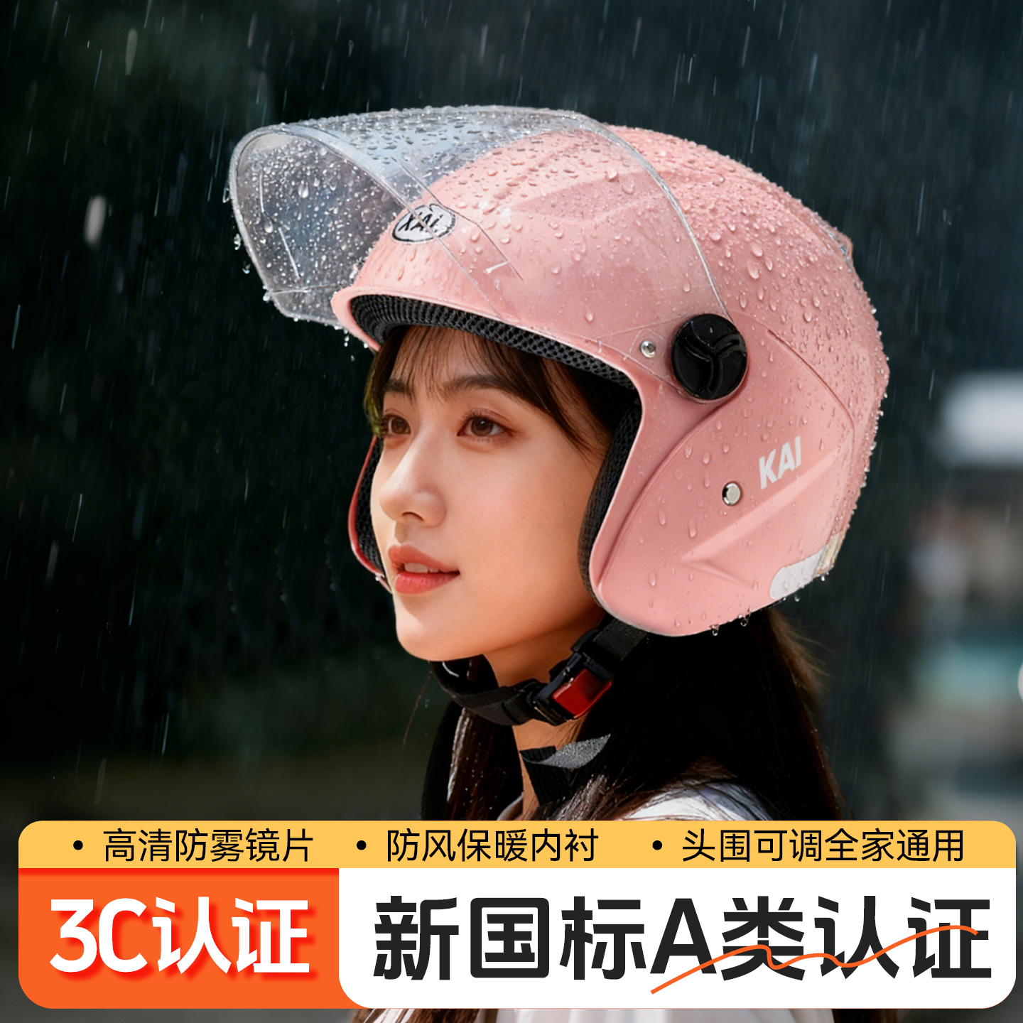 【25年新款】 秋冬国标认证防寒保暖头盔男女士安全帽A