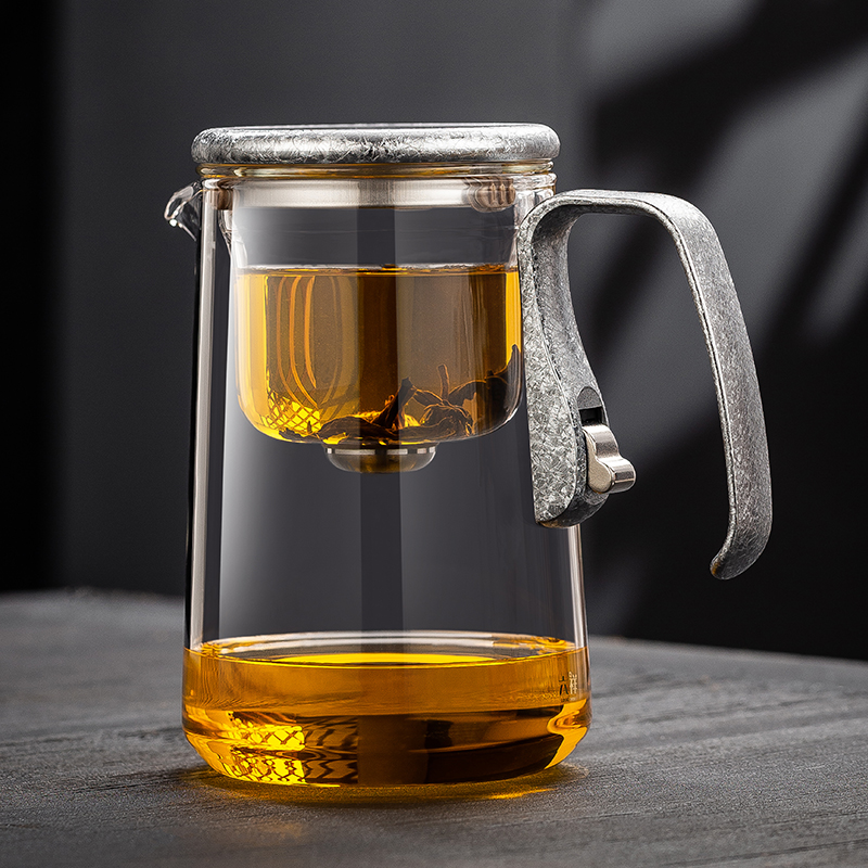 六祥新款冰花飘逸杯 加厚耐高温玻璃茶渣过滤泡茶壶 懒人泡茶神器