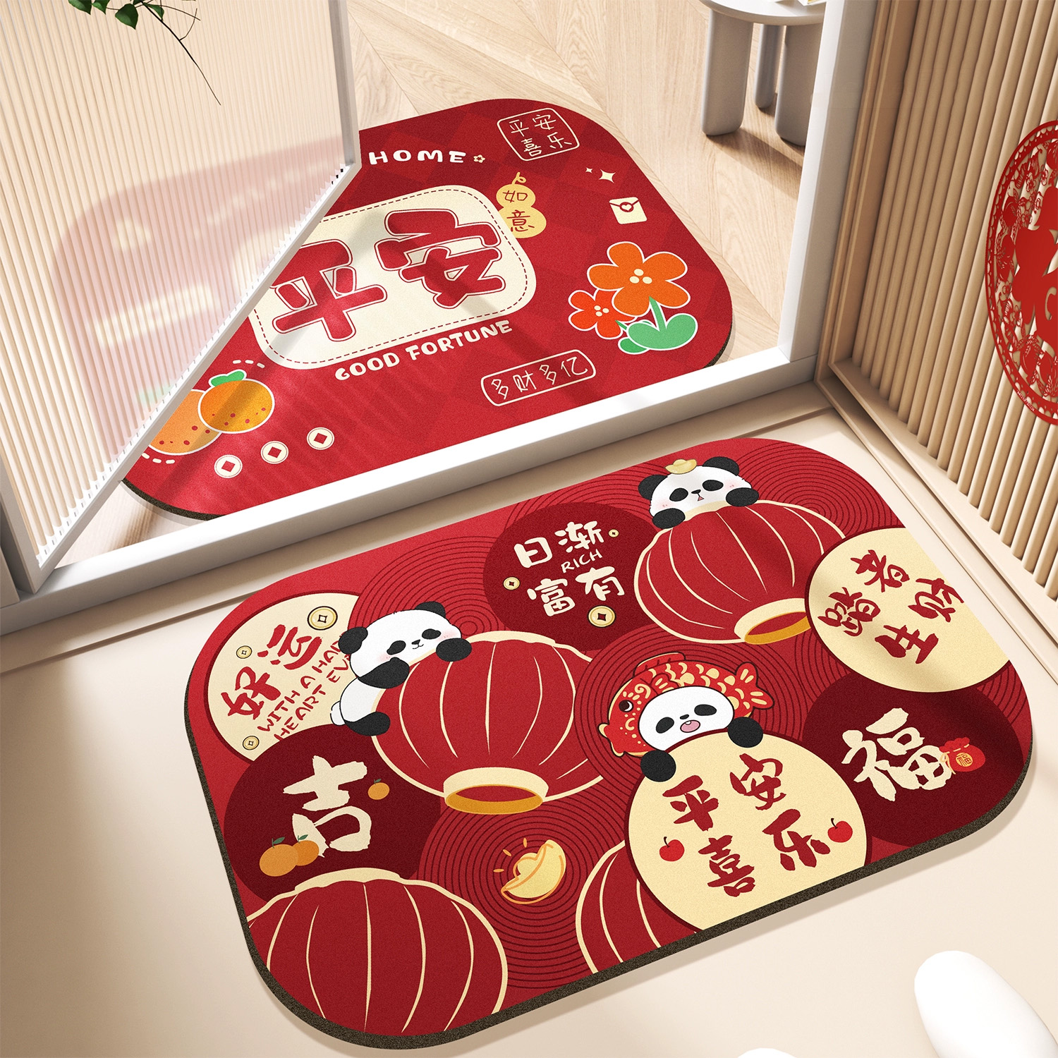 浴室地垫卫生间吸水防滑垫厨房喜庆新年结婚硅藻泥厕所门口脚垫子