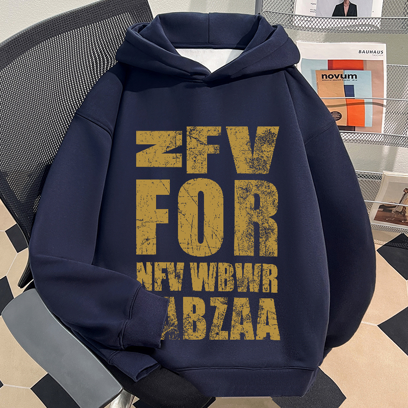 jtrt潮牌美式创意字母印花2025秋冬季男女重磅无口袋休闲连帽卫衣