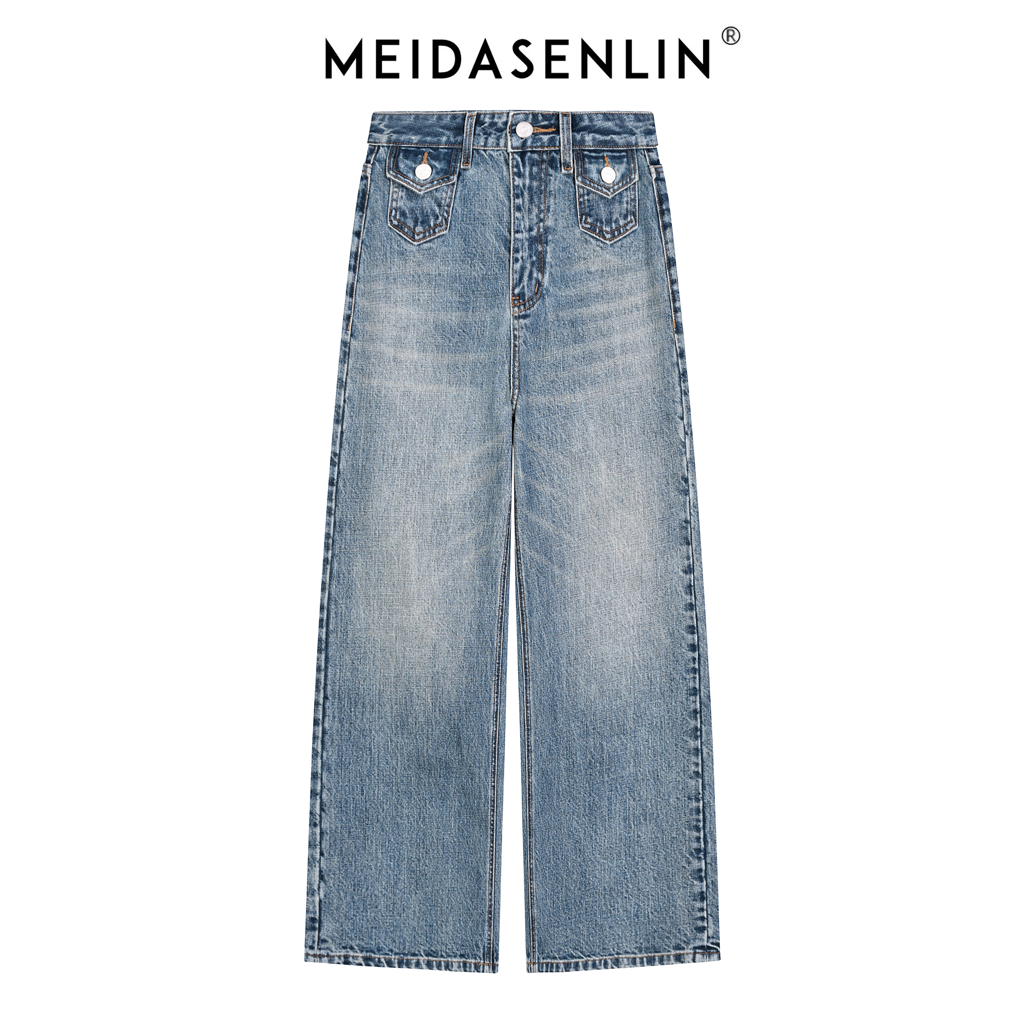 2025【美搭森林】横竖竹节-怀旧蓝口袋设计双工艺洗水牛仔裤16309