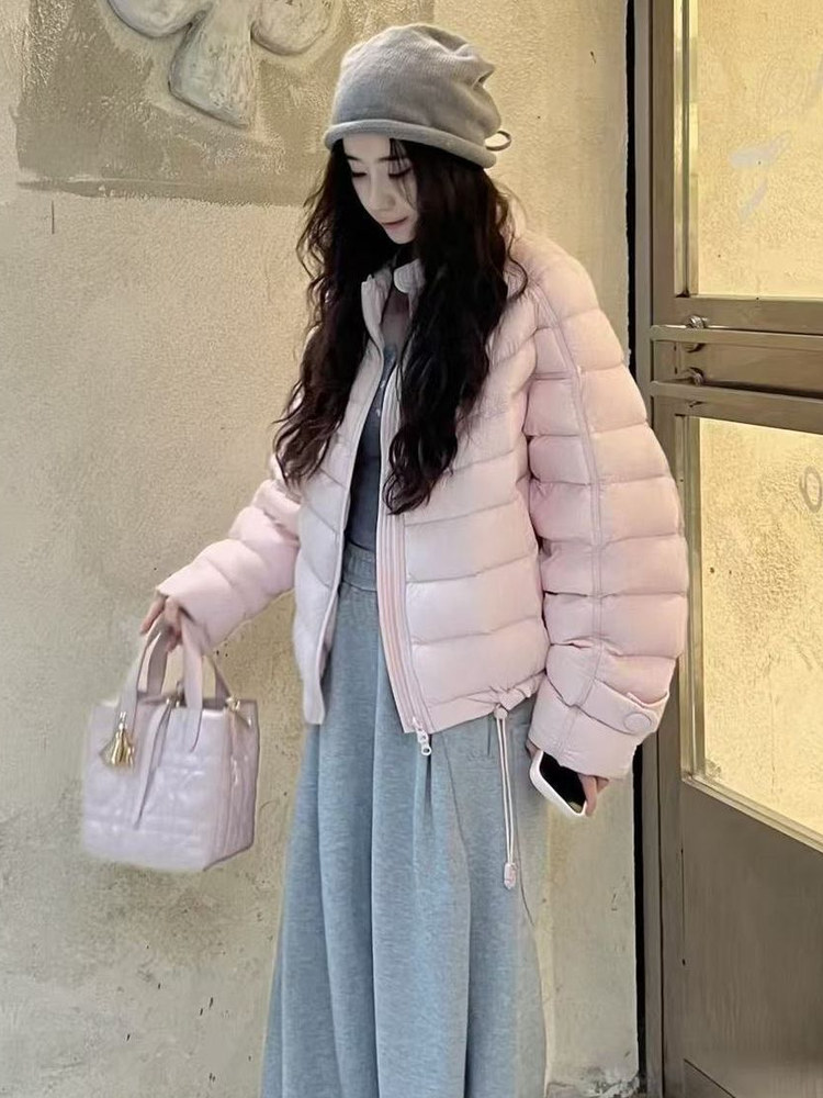 排骨泡芙羽绒服女轻薄短款立领设计感新款白鸭绒小个子外套 2025