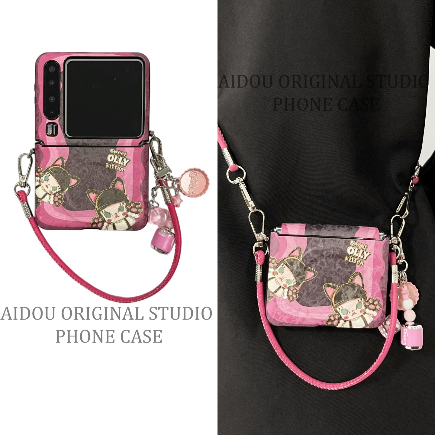 适用华为purax手机壳新款折叠屏磁吸猫咪茉莉小米mixflip2手机壳