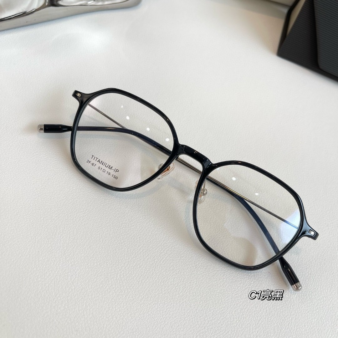 潮流男女通用多边椭圆形钛架眼镜框超轻素颜可配度数2F67防蓝光
