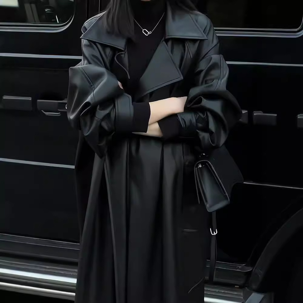 新款中长款皮衣外套女高端时尚潮流过膝风衣高级感暗黑气质时髦大