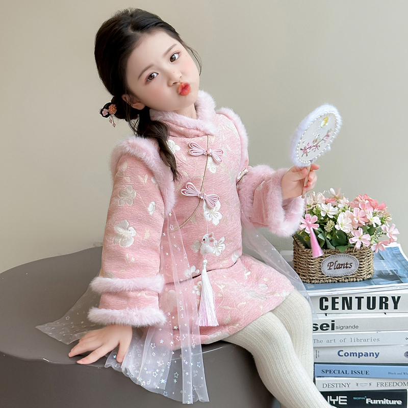 汉服女童加厚旗袍裙冬季2026新款儿童国风拜年服宝宝中式过年衣服