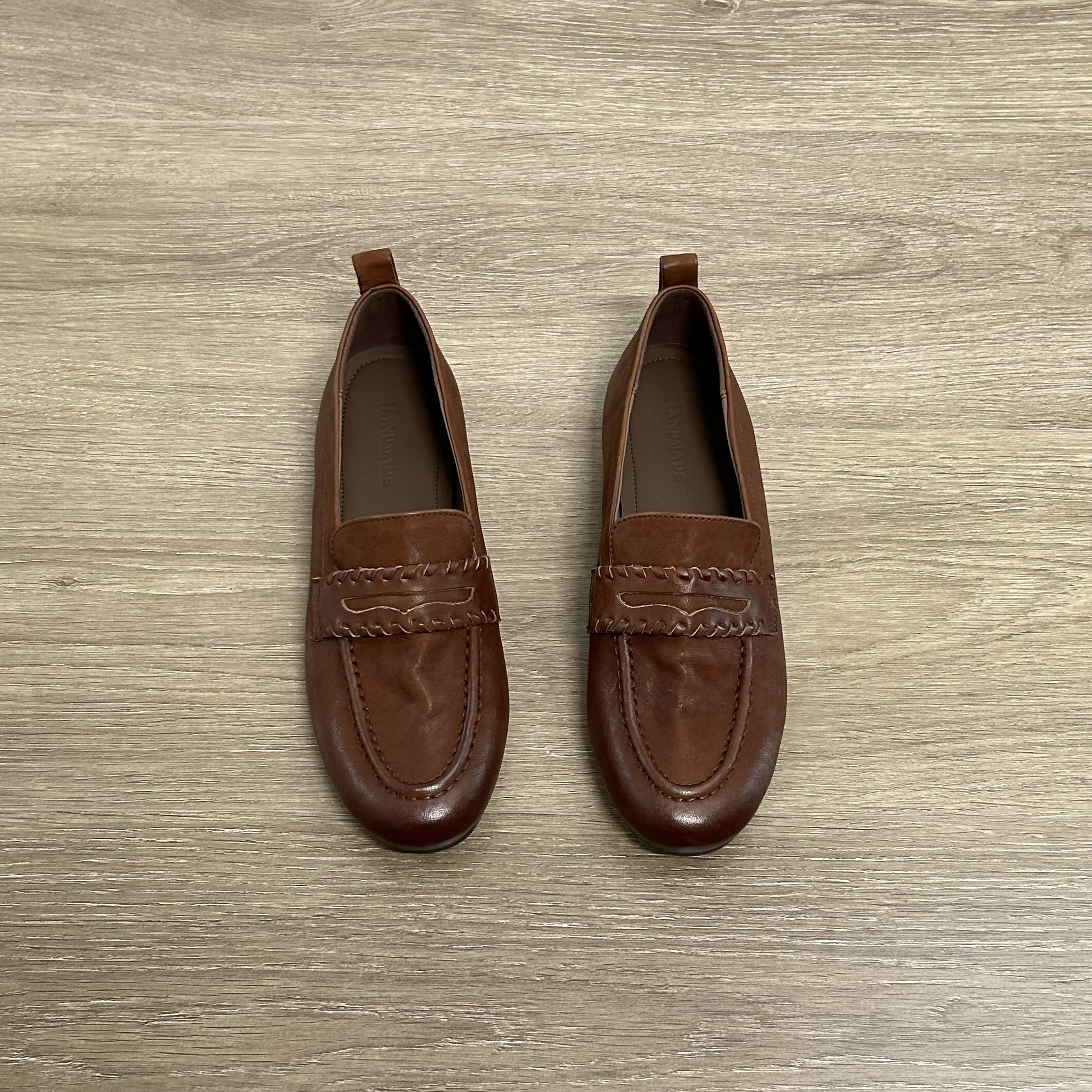 Dannyfrey文艺老钱风简约舒适休闲平底乐福鞋一脚蹬真皮通勤单鞋