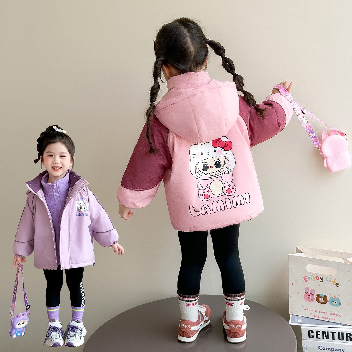 儿童三合一冲锋衣2025新款女童秋冬装韩版洋气女宝宝连帽夹棉外套