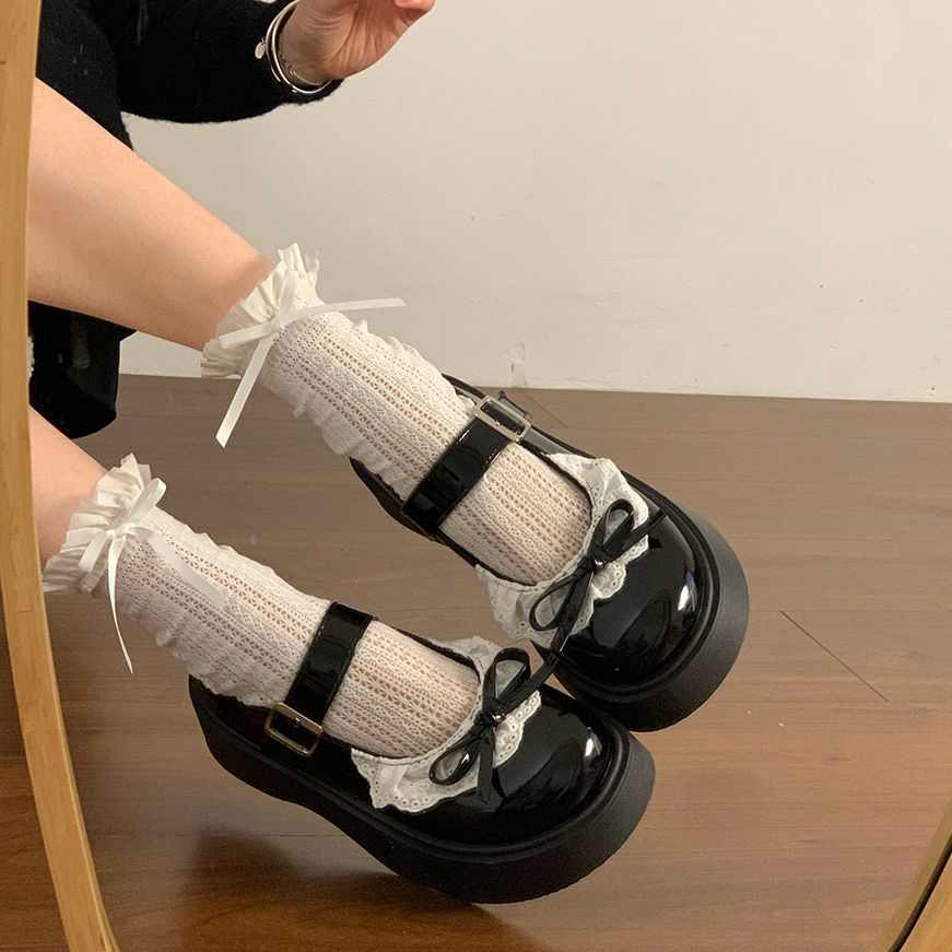 日系甜美蝴蝶结jk小皮鞋女2025夏季新款复古英伦风厚底玛丽珍单鞋