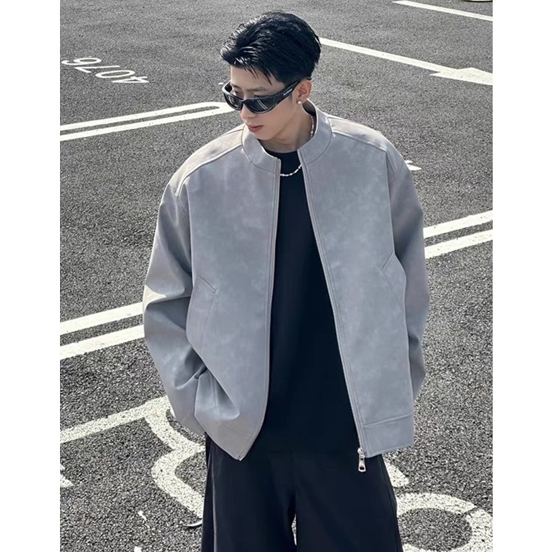 25春秋季简约高级感皮衣百搭潮流雾感夹克 男女同款休闲痞帅外