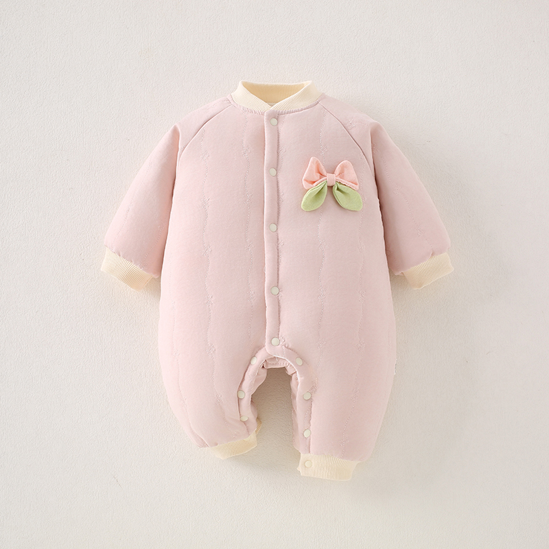 婴幼儿夹棉连体衣秋冬季保暖棉服男女宝宝可爱加厚哈衣温暖爬爬服