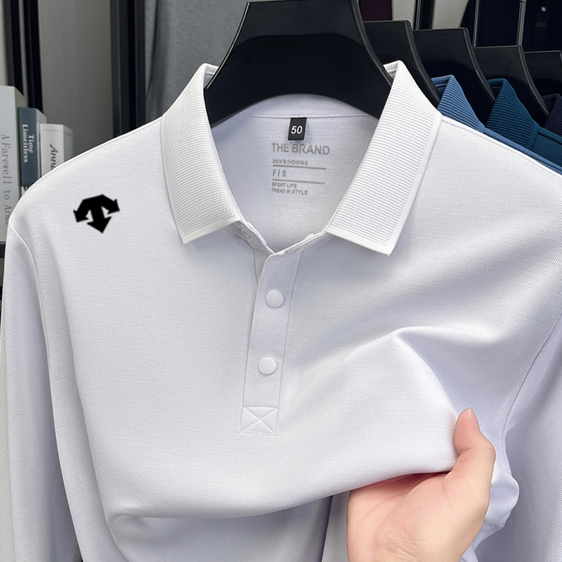 【奥莱撤柜】迪桑家长袖POLO衫男士翻领秋季时尚百搭休闲t恤上衣潮