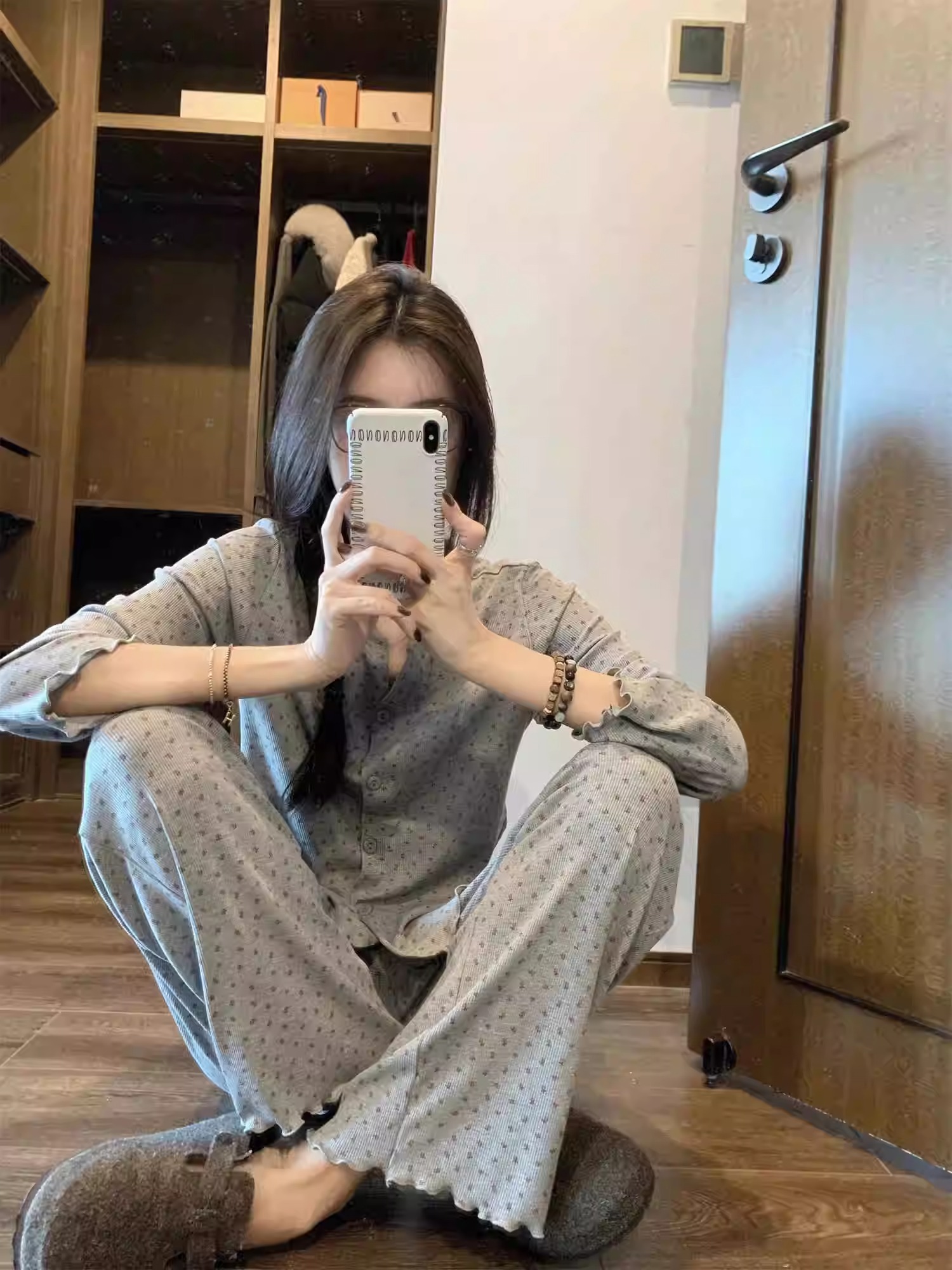 【DMXJ大梦想家】甜美少女碎花开衫圆领睡衣女春秋2025款家居服套装
