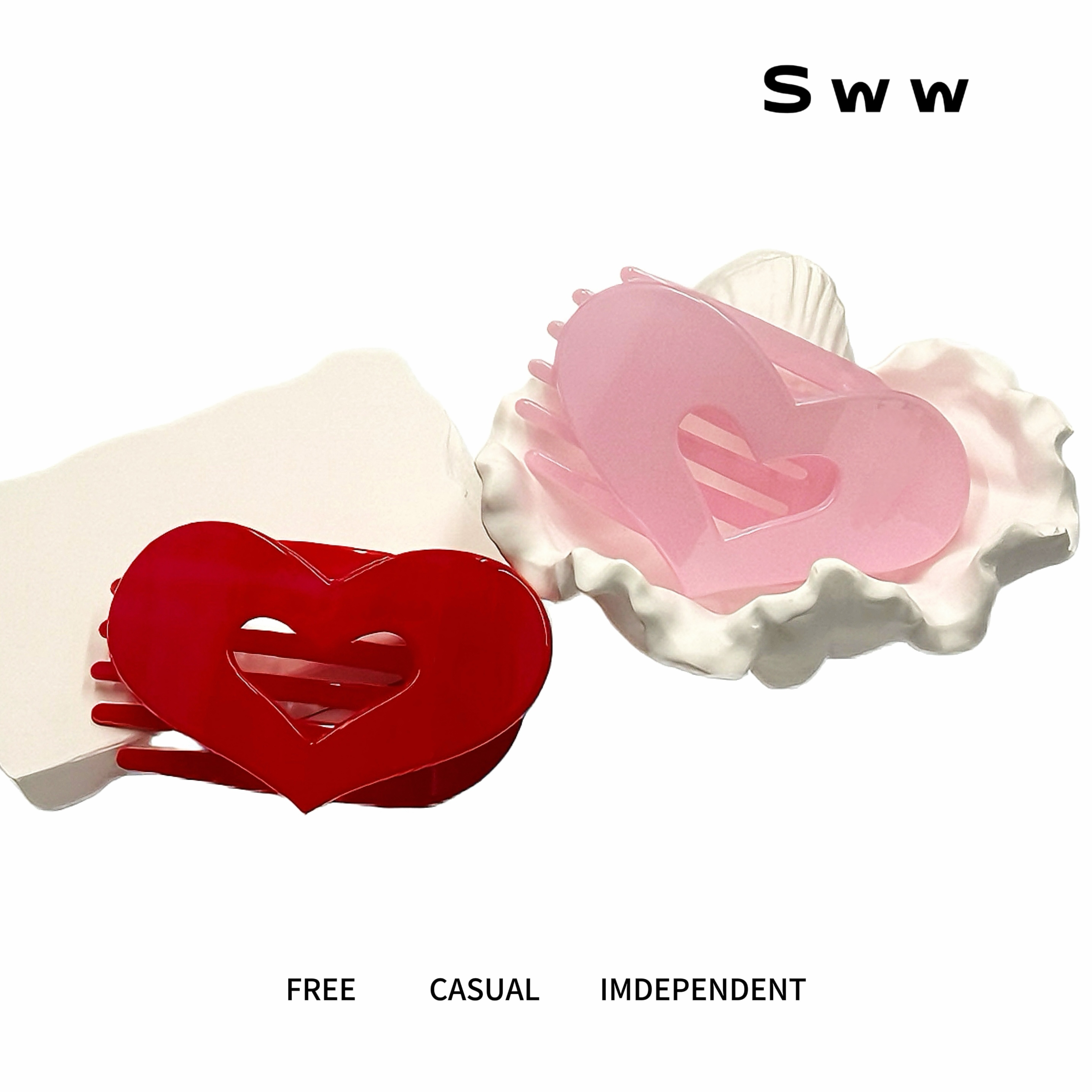 SWW新款爱心贝壳夹 发量多盘发后脑勺气质发夹时尚百搭简约头饰