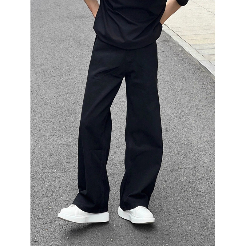 cleanfit黑色弯刀牛仔裤男款美式高街裤子潮牌痞帅休闲直筒微喇裤